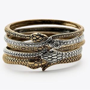ZARA 5-PACK OF SNAKE BRACELETS, NWT Silver & Gold Tone